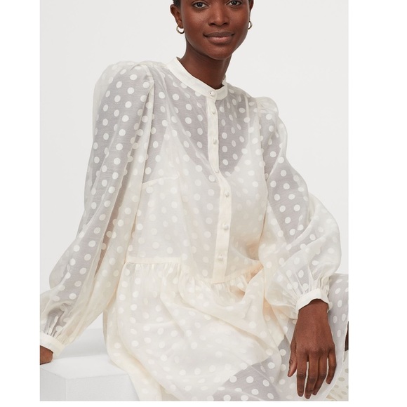 Sheer ivory polka dot dress - Picture 2 of 8